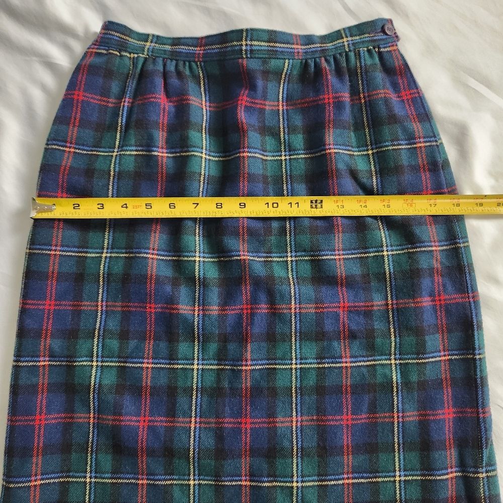 Vintage Pendleton Petite 100% Wool Plaid Pencil Midi Skirt Authentic Tartan - Picture 8 of 11